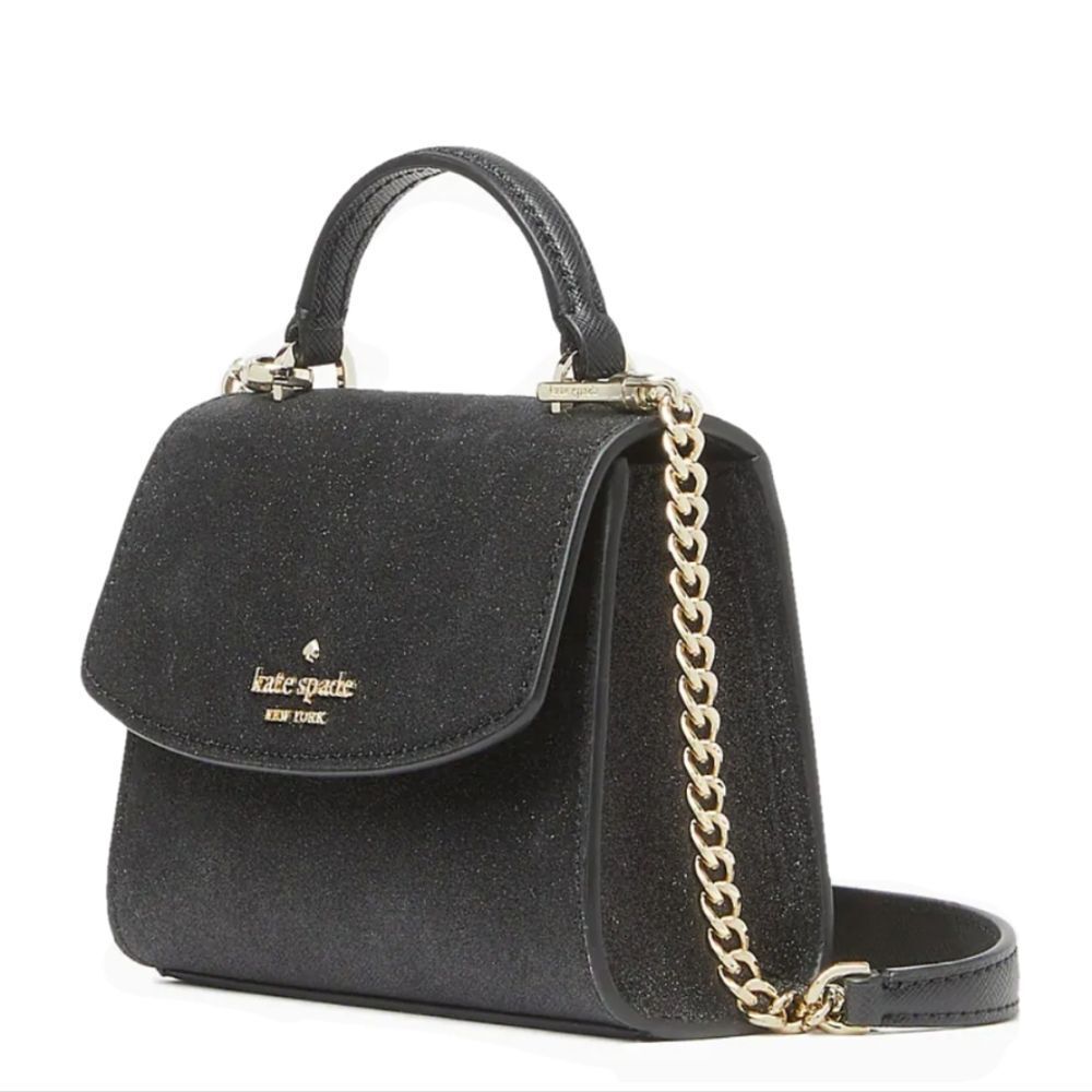 Kate Spade ♠️ Black Darcy Glitter Micro Satchel